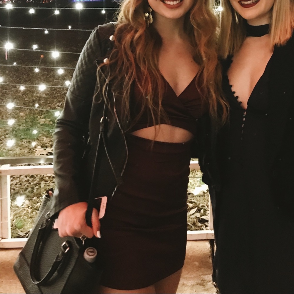 Burgundy Cutout Mini Formal Dress